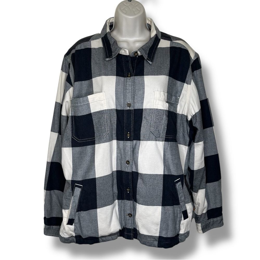 Carhartt Rugged Flex Hamilton Fleece Lined Shirt Buffalo Plaid Black Women XXL